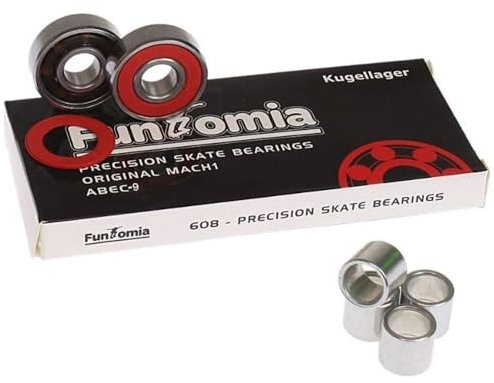 FunTomia 32 Stück 608er 2RS ABEC-9 MACH1 Renn Kugellager/Lager + Spacer z.B. für Inliner Skates Skateboard Rollerblade Waveboard und Longboards