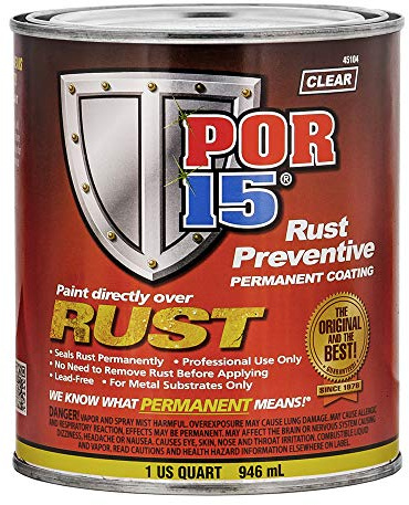 POR-15 Rust Preventive Coating, Stop Rust and Corrosion Permanently, Anti-rust, Non-porous Protective Barrier, 32 Fluid Ounces, Clear
