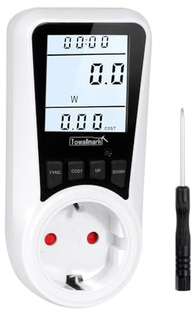 Hapihom 3680W Energiekostenmessgerät,1PC Strommessgerät,Stromkostenmessgerät,Leistungsmessgerät,Stromzähler für Steckdose mit Größer LCD Bildschirm+Hintergrundbeleuchtung, Überlastsicherung