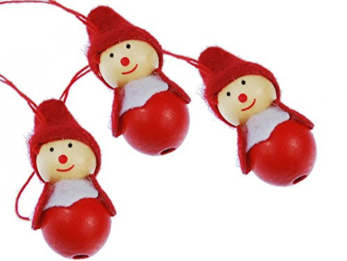 Miniblings 3 Stück Weihnachtsbaumanhänger Baumschmuck Anhänger Xmas Wichtel Holz rot
