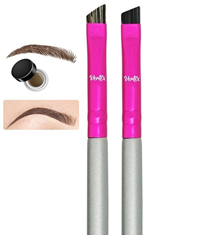 Firm Eyebrow Brush Kit For Makeup Pomade Tint Stencil Color Waterproof Applicator 2 Pc Angled Eye Brow Lamination Kit To Contour Conceal Brows With Razor Thin Hair Strokes Filling Winged Eyeliner