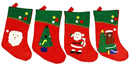 HAAC Nikolaus Stiefel Nikolausstiefel Weihnachtsstrumpf mit Weihnachtsmann Weihnachtsbaum oder Bär aus Filz 41 cm x 24 cm