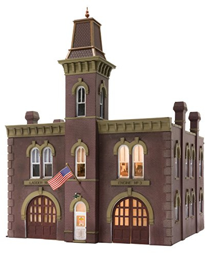 Built-N-Ready 2-Story Firehouse Building HO Woodland Scenics