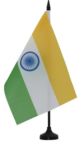 AZ FLAG Tischflagge Indien 21x14 cm Polyester 100D Kunststoffsockel