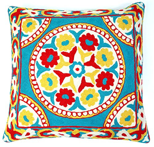 GURU SHOP Kelim Kissenhülle, Boho Kissenbezug `Kaschmir` aus Wolle - Muster 5, 50x50x1 cm