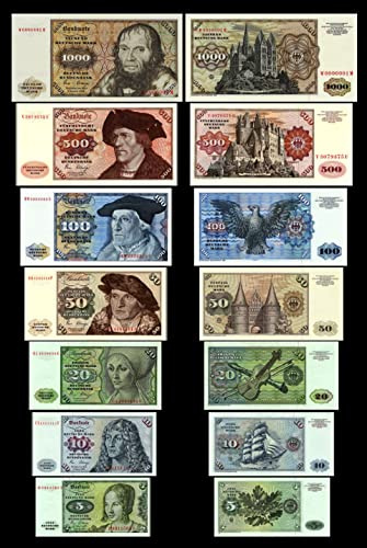 JDS Collection *** 5-1000 Deutsche Mark - 7 Banknoten Ausgabe 1970-1980 BBK I - Pick 30 - P36 - Reproduktion ***