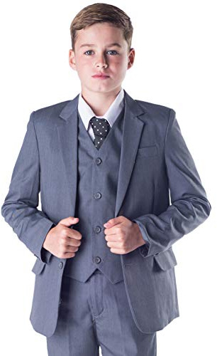 Romario, Boys Suits, Boys Grey Suit 5 Piece Wedding Party Formal Outfit Prom