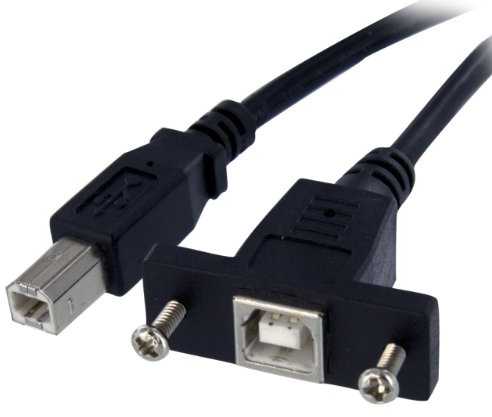 StarTech.com 30 cm USB B auf B Kabel zur Slotbelch Montage – Buchse/Stecker | Abgeschirmt gegen EMI/RFI, Slotblech-Montage, Schraubinstallation, USB 2.0 konform