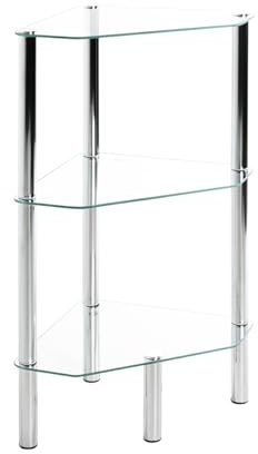 HAKU Regal Chrom, Metall, Sicherheitsglas - Maße: B 45 cm x H 77 cm x T 32 cm, Style: Modern