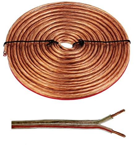 SeKi Lautsprecherkabel Transparent 2x 4,00mm² – 5 Meter Ring | CCA-Kupfer Boxenkabel für klaren Sound bei HiFi, Heimkino und Car-HiFi mit Polaritätskennzeichnung