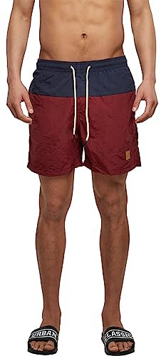 Urban Classics Block Swim Shorts, Pantaloncini da Bagno, Uomo, Nvy/Burgundy, L