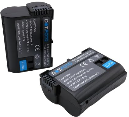 2 x Dot.Foto EN-EL15, EN-EL15b, EN-EL15c Premium 7.0v / 1900mAh Batterie Rechargeable pour Nikon D610, D750, D810, D800, D850, D880, D7100, D7200, D7000, D7500, Z6 II/III, Z7, Z8, Zf