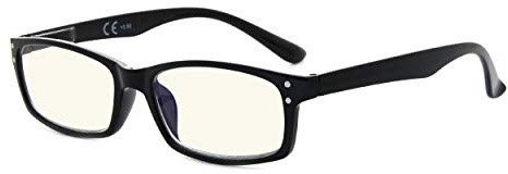Eyekepper Spring Hinges with UV Protection, Anti Blue Rays, Anti Glare and Scratch Resistant Lens Amber Tinted Lenses Computer Reading Glasses Black +1.5