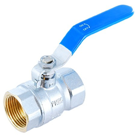 2“ Kugelhahn I Messing verchromt I blauer Hebelgriff I voller Durchgang I PN 25 I BSP I 2x Innengewinde I FF