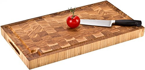 Profi Holz Hackblock - massives Hackbrett, Schneidebrett, Tranchierbrett, Küchenbrett 54 cm x 30 cm Eiche Stirnholz - gegen Aufpreis mit Lasergravur möglich - bekannt aus Hensslers Küche Holz