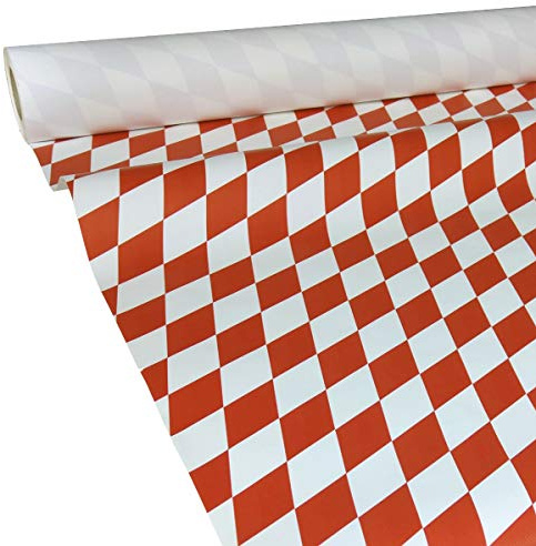 JUNOPAX Papiertischdecke 50m x 1,15m Raute rot-weiß