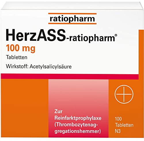 HerzASS-ratiopharm 100 mg Tabletten zur Reinfarktprophylaxe, 100 St. Tabletten
