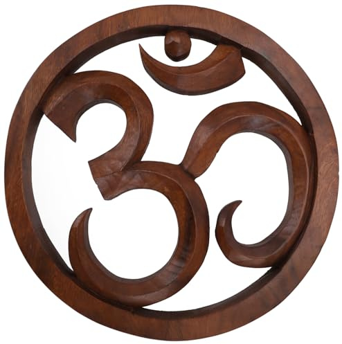 GURU SHOP Geschnitztes Wandbild Deko Wandrelief - OM 1, 28x28x2 cm