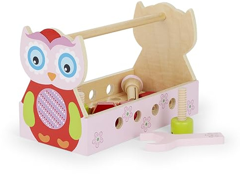Mousehouse Gifts Holzspielzeug Eulen Werkzeugkasten für Mädchen
