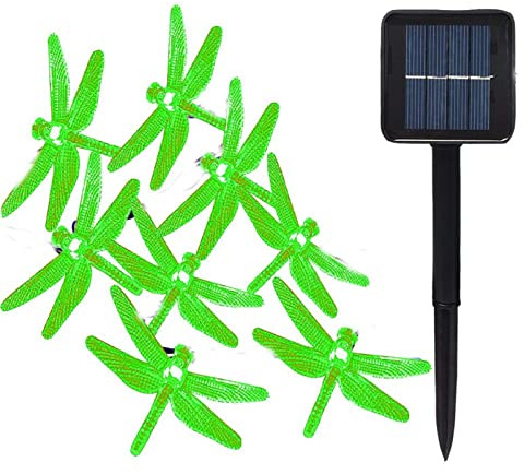 KEEDA 20 LED Solar Libellen Lichterkette - Wasserdicht, 8 Modi - Außen 16ft Solarleuchten für Garten, Terrasse, Weihnachten, Party Deko (Grün)