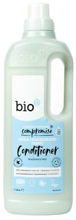 Bio D Extra Concentrated Liquid Fabric Conditioner Fragrance Free 1L | 33 Washes | Allergy Free | Vegan | Cruelty Free