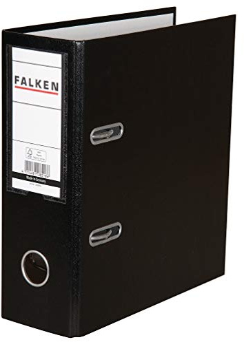 Exacompta - Réf 11285616000F - FALKEN - Classeurs à levier Portrait en PP - Convient pour documents A5, dos de 80 mm, étiquette de dos, trou pour doigt en métal - Noir