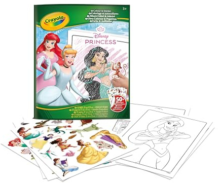Crayola - Malbuch und Sticker Disney Princess, 32 Seiten und über 50 Sticker, 04-0202