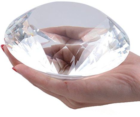 LONGWIN Kristall-Briefbeschwerer in Diamantform, 120 mm breit, multi-facettiert, einfarbig, Deko, Heimdekoration farblos