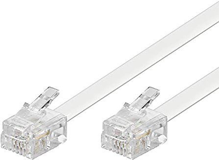 Goobay 93063 Modular Telephone Cable, White, 10m Length