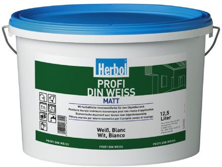 Herbol Profi DIN weiß altweiss Wandfarbe Innenfarbe matt, 12.5 l (1er Pack)