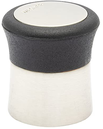 WAGNER Bodentürstopper PILLAR - Durchmesser Ø 25 x 30 mm, Zinkdruckguss in Edelstahl-Optik gebürstet, thermoplastischer Kautschuk, schwarz - 15514611