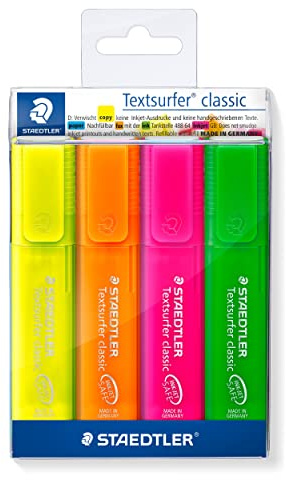 Staedtler 364 P WP4 Textsurfer classic rainbow colours Textmarker Promotion-Etui 3 Stück + 1 Gratis, sortiert, 4er Etui, 364 P WP4 ST