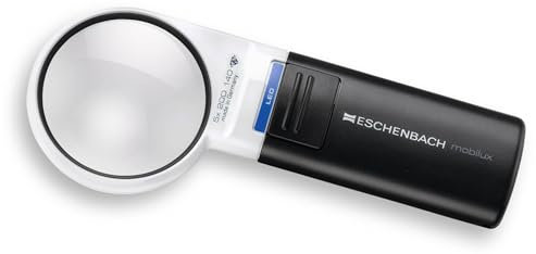Eschenbach Optik Lupe Handlupe mit LED-Beleuchtung mobiluxLED Vergrößerung: 5X Linsengröße: (Ø) 58mm - Made in Germany