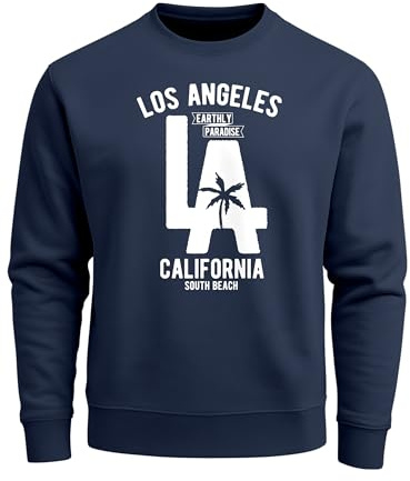 Neverless Sweatshirt Herren Los Angeles California LA Palme Rundhals-Pullover Navy 4XL