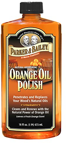 Parker & Bailey Orange Oil Polish, Natural Orange Scented Furniture Cleaner & Wood Table Cleaner, Cleans, Renews & Restores a Finish for Wood, Protects from Drying or Cracking, Shiny Finish, 16 oz