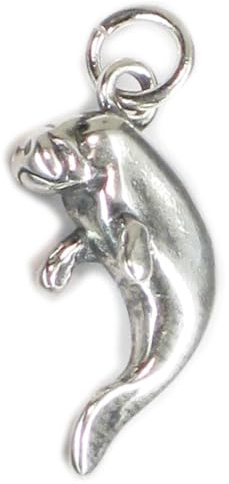 Breloque lamantin en argent sterling .925 x 1 Breloques vache de mer