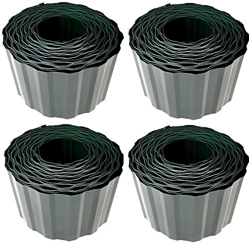 Rasenkante begrenzung Rasen-einfassungen 4 Rollen 36 m lang 15 cm hoch Farbe grün