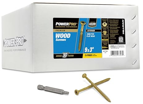 Power Pro Premium Exterior Wood Screws, #9 x 3 Inch All-Purpose Deck Screws for Outdoor Projects, T-25 Star Bit Included, Bronze, 2000 Pieces | 967778V4