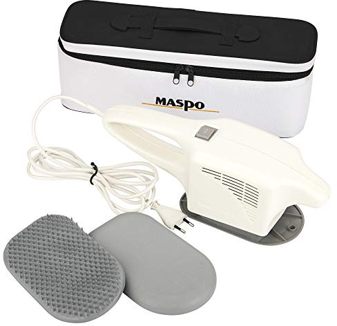 MASPO Vibramat de Luxe Großflächenmassagegerät Profi Massagegerät inkl. eleganter Transporttasche, Kunststoff-Hyperämisierungsbürste und Moosgummischuh, glatt