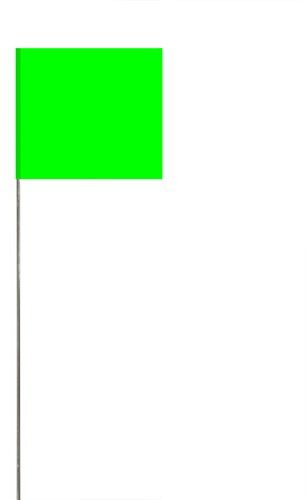 Swanson Tool Co FLM15100 2.5-Inch by 3.5-Inch Marking Flags with 15-Inch Wire Staffs, Lime, 100-Pack