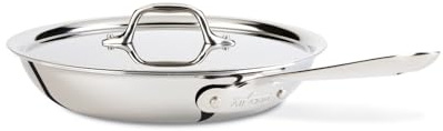 All-Clad D3 Fry Pan with Lid, 10 Inch Pan, Dishwasher Safe Stainless Steel Cookware, Silver