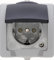 Kopp Presa singola con contatto di terra, con coperchio incernierato e maggiore protezione dei contatti, montaggio a superficie, impermeabile, 16A, 250V/AC, IP44, grigio, 107856005