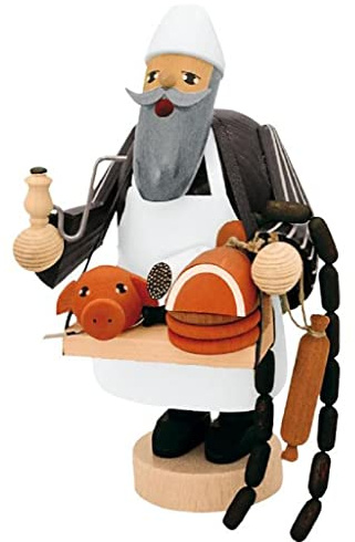 KWO Olbernhau 21009 Räuchermännchen Fleischverkäufer, 19 cm