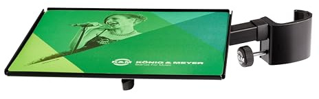 K&M 12152 Mausablage Schwarz aus Stahl - nachrüstbare Auflage mit Mousepad - klappbar - ideal für Präsentationen