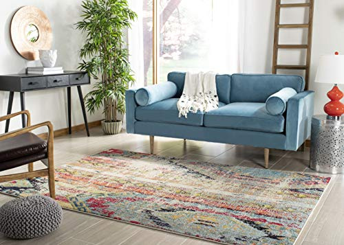 SAFAVIEH Boho Teppich für Wohnzimmer, Esszimmer, Schlafzimmer - Monaco Collection, Kurzer Flor, Multi, 201 X 279 cm