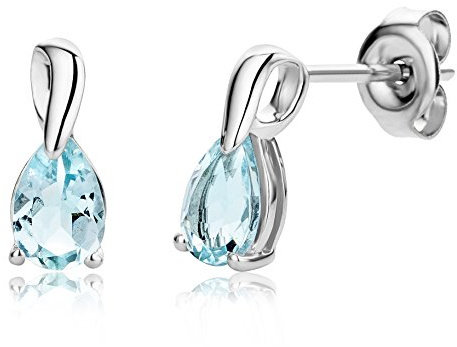 MIORE Schmuck Damen, Weißgold/Gelbgold 9 Karat 375, Goldene Ohrringe Damen, Tropfen Ohrringe Hängend mit Saphir/Rubin/Smaragd/Topas/Amethyst/Aquamarin, Ohrstecker Gold in hochwertiger Schmuckbox