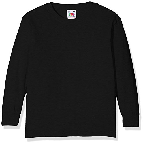 Fruit of The Loom Jungen Langarmshirt Valueweight Long Sleeve T Kids 185.01, Gr. 128 ((7-8)), Schwarz (Black 101)