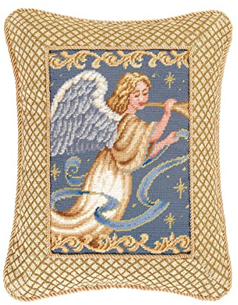 C&F Home Christmas Angel Wings Trumpet Horn Small Petite Mini Cotton Blend Gold Accent Pillow 14 x 18 All Seasons Spring Easter Religious Xmas Home Living Room Sofa Couch Chair Bed Bedroom Decor