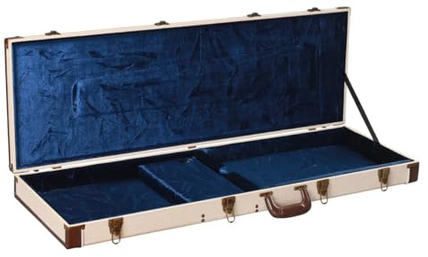 Gator CASES – Custodia Rigida per Basso Elettrico, Esterno in Iuta, Interno in Velluto Blu, Design Vintage, Chiusura con Serratura (GW-JM BASS)