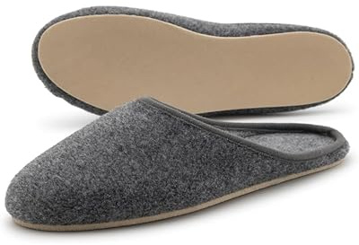 Pantoffelmann filttofflor med gummisula I Grå I Storlek 43 I Andningsbara och varma I Halkfria och bekväma I Unisex